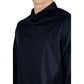 Armani Exchange Blue Lyocell Dress Shirt