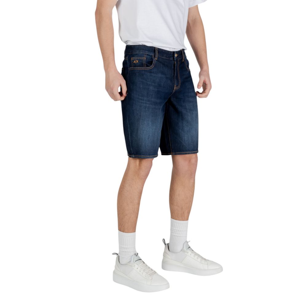 Armani Exchange Blue Cotton Bermuda Shorts Mens Shorts