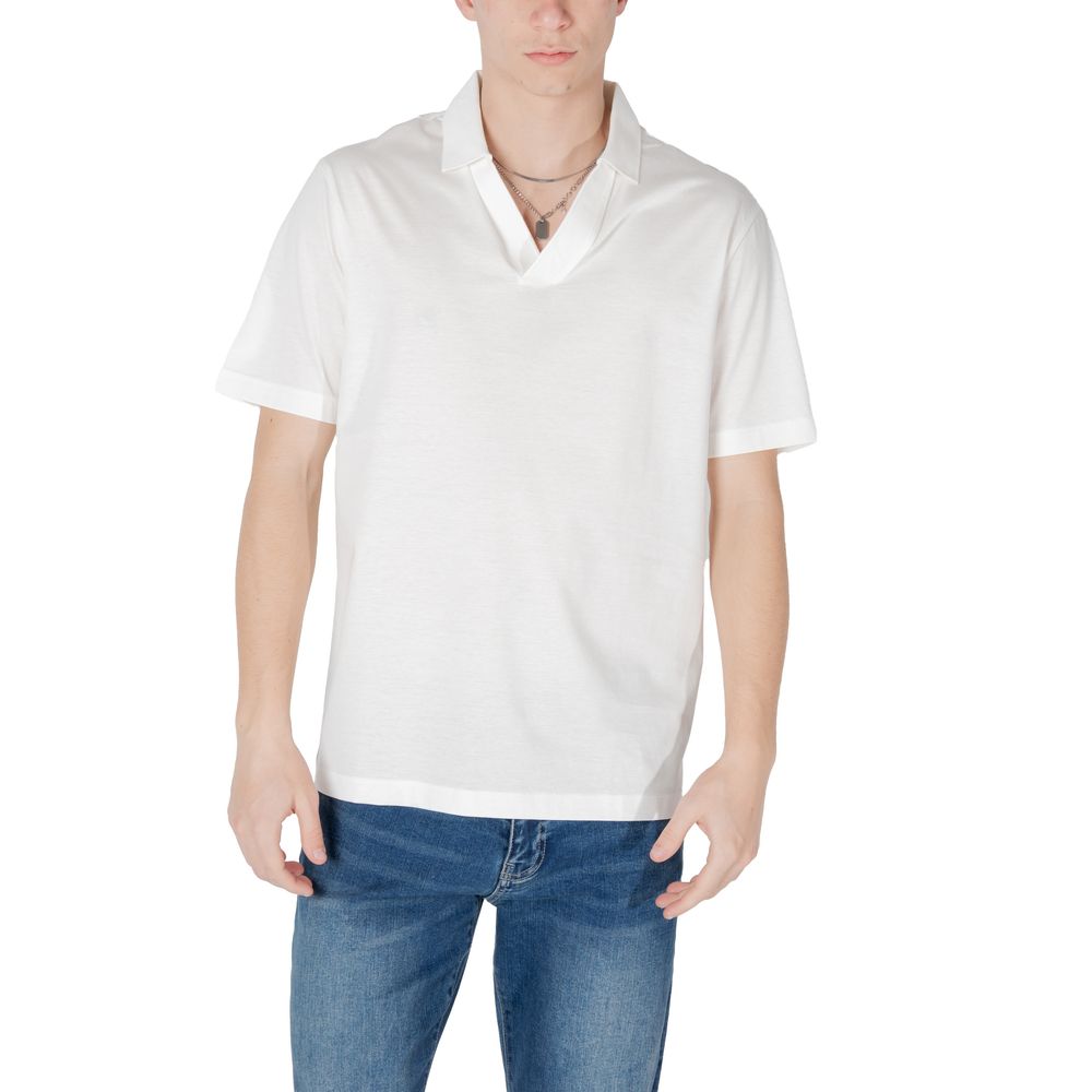Armani Exchange White Cotton Polo Shirt Mens T-Shirt
