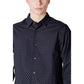 Armani Exchange Blue Cotton Pattern Shirt