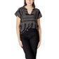 Jacqueline De Yong Black Viscose T-Shirt