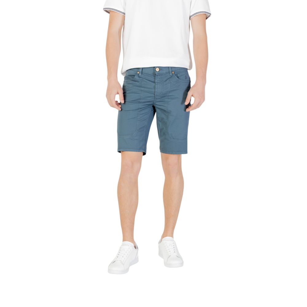 Jeckerson Blue Cotton Bermuda Shorts Mens Shorts