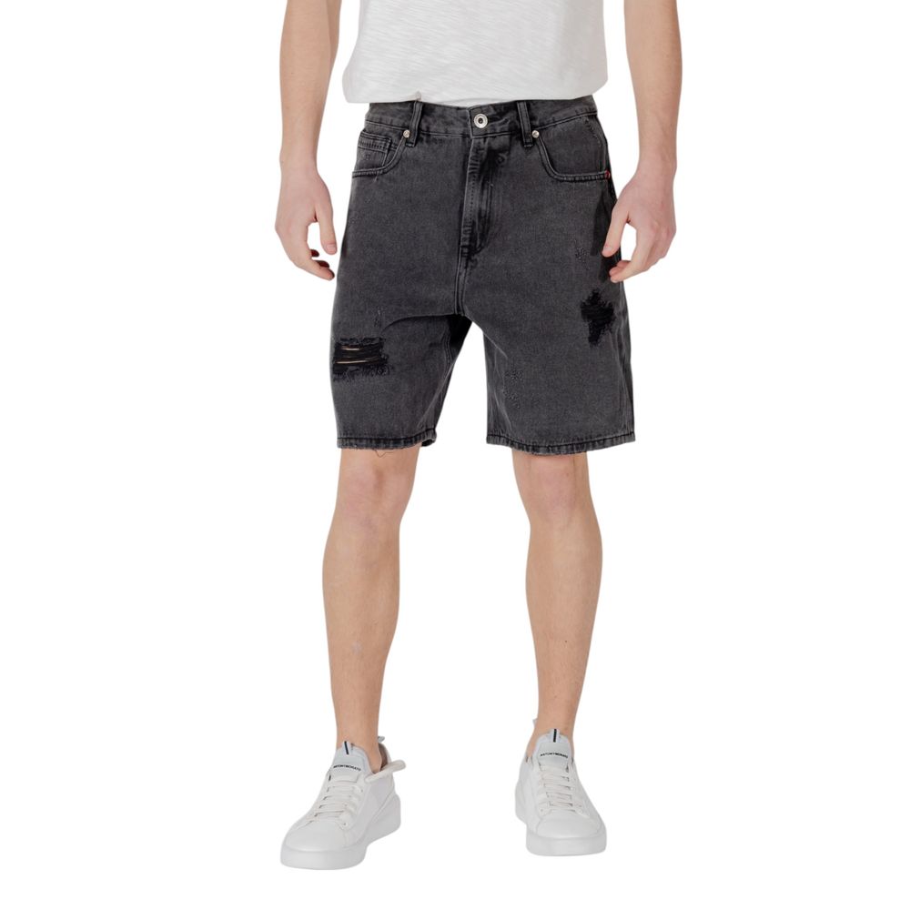 Gianni Lupo Black Cotton Bermuda Shorts Mens Shorts