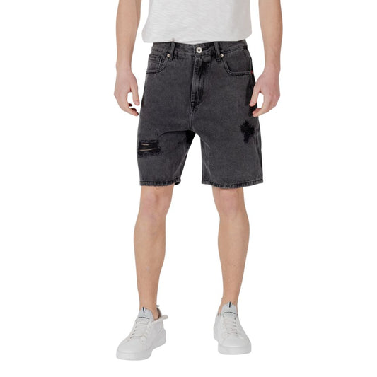 Gianni Lupo Black Cotton Bermuda Shorts Mens Shorts