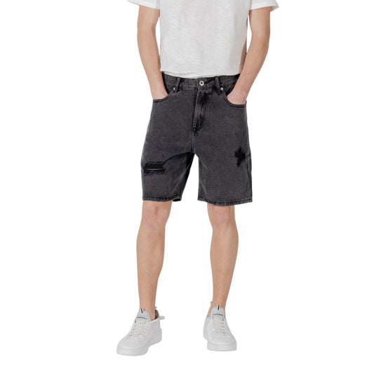 Gianni Lupo Black Cotton Bermuda Shorts Mens Shorts
