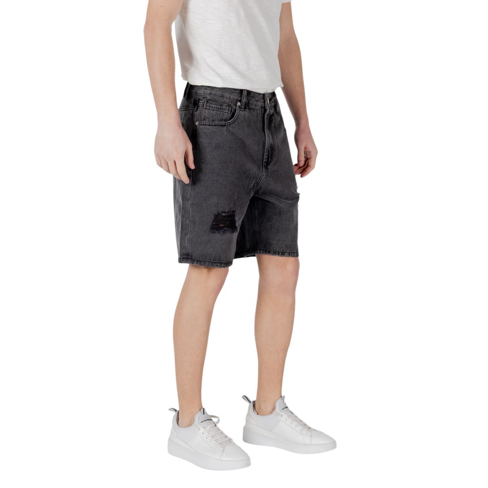 Gianni Lupo Black Cotton Bermuda Shorts Mens Shorts