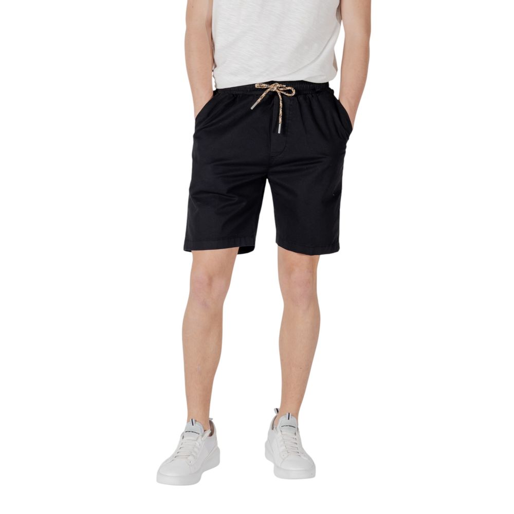 Gianni Lupo Black Cotton Bermuda Shorts Mens Shorts