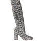 Dolce & Gabbana Silver Sequins Glitter High Heel Boot Shoes
