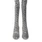 Dolce & Gabbana Silver Sequins Glitter High Heel Boot Shoes