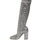 Dolce & Gabbana Silver Sequins Glitter High Heel Boot Shoes