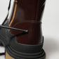 Dolce & Gabbana Maroon Leather Mid Calf Biker Boots Shoes