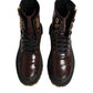 Dolce & Gabbana Maroon Leather Mid Calf Biker Boots Shoes