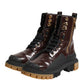 Dolce & Gabbana Maroon Leather Mid Calf Biker Boots Shoes