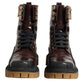 Dolce & Gabbana Maroon Leather Mid Calf Biker Boots Shoes