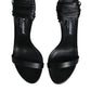 Dolce & Gabbana Black Leather Stiletto Heels Sandals Shoes