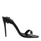 Dolce & Gabbana Black Leather Stiletto Heels Sandals Shoes