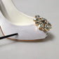 Dolce & Gabbana White Crystals Peep Toe Satin Pumps Shoes