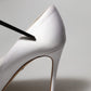 Dolce & Gabbana White Crystals Peep Toe Satin Pumps Shoes