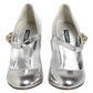 Dolce & Gabbana Silver Chandelier Sculpted Heel Mary Jane Pump Shoes