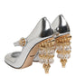Dolce & Gabbana Silver Chandelier Sculpted Heel Mary Jane Pump Shoes