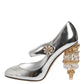 Dolce & Gabbana Silver Chandelier Sculpted Heel Mary Jane Pump Shoes