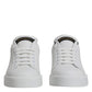 Dolce & Gabbana White Black Leather Low Top Sneakers Shoes