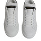 Dolce & Gabbana White Black Leather Low Top Sneakers Shoes