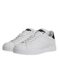 Dolce & Gabbana White Black Leather Low Top Sneakers Shoes
