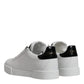 Dolce & Gabbana White Black Leather Low Top Sneakers Shoes