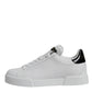 Dolce & Gabbana White Black Leather Low Top Sneakers Shoes