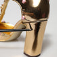 Dolce & Gabbana Gold Embellished Vally Heels Sandals Shoes