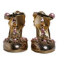 Dolce & Gabbana Gold Embellished Vally Heels Sandals Shoes