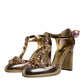 Dolce & Gabbana Gold Embellished Vally Heels Sandals Shoes