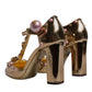 Dolce & Gabbana Gold Embellished Vally Heels Sandals Shoes