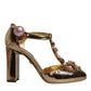 Dolce & Gabbana Gold Embellished Vally Heels Sandals Shoes