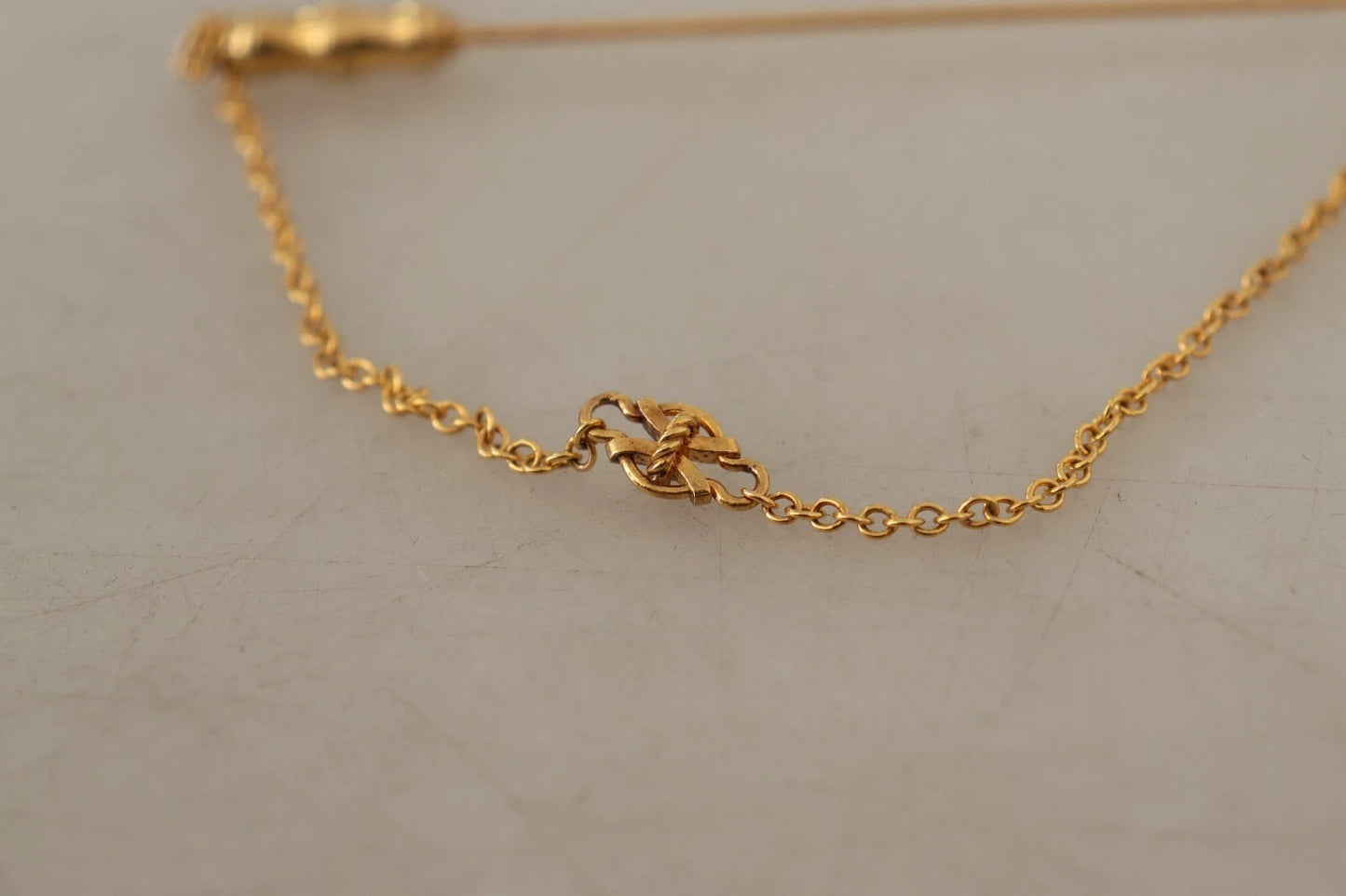 Dolce & Gabbana Gold Tone 925 Sterling Silver Crystal Chain Brooch Womens Brooch