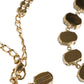 Dolce & Gabbana Gold Brass Link Chain Rose Petal Crystal Necklace Womens Necklace