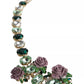Dolce & Gabbana Gold Brass Link Chain Rose Petal Crystal Necklace Womens Necklace