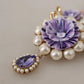 Dolce & Gabbana Gold Tone Floral Crystals Purple Embellished Womens Necklace