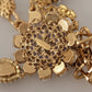 Dolce & Gabbana Gold Tone Floral Crystals Purple Embellished Womens Necklace
