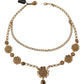 Dolce & Gabbana Gold Tone Floral Crystals Purple Embellished Womens Necklace