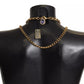 Dolce & Gabbana Gold Tone Floral Crystals Purple Embellished Womens Necklace