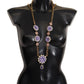 Dolce & Gabbana Gold Tone Floral Crystals Purple Embellished Womens Necklace