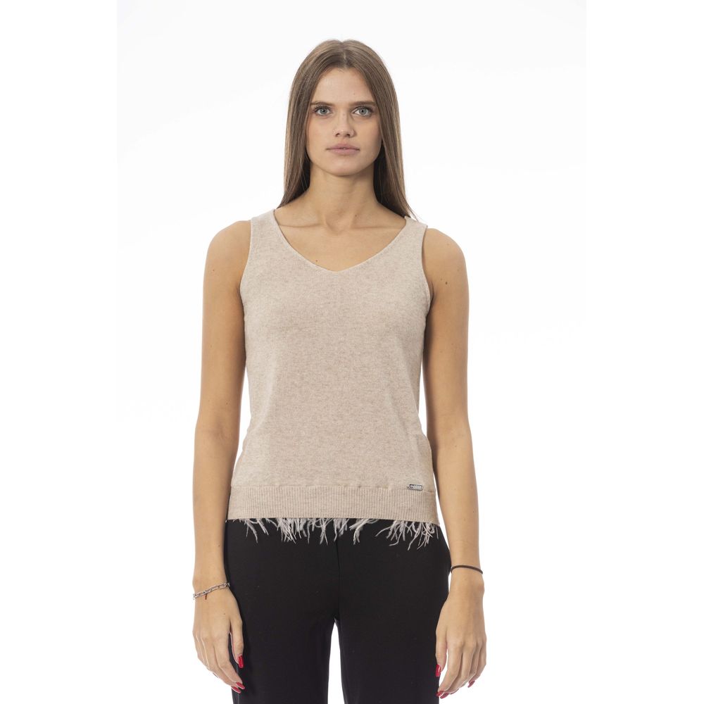 Baldinini Trend Beige Wool Tank Top