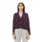 Alpha Studio Burgundy Merino Wool Cardigan