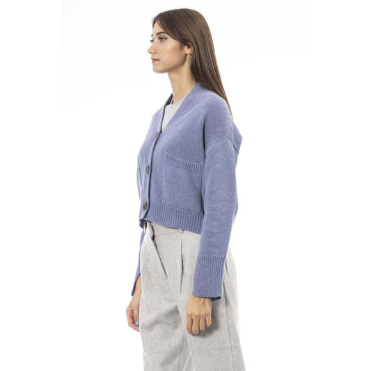 Alpha Studio Light Blue Merino Wool Cardigan