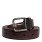 Dolce & Gabbana Dark Brown Leather Antique Silver Buckle Belt