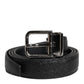 Dolce & Gabbana Black Textured Leather Silver Metal Buckle Men Belt