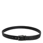 Dolce & Gabbana Black Textured Leather Silver Metal Buckle Men Belt