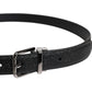 Dolce & Gabbana Black Textured Leather Silver Metal Buckle Men Belt